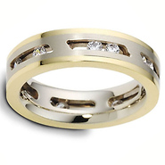 14K Two Tone Gold Dora Moving Diamond Wedding Ring, 0.54 tcw