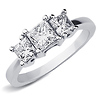 3 Stone Princess Cut 14K White Gold Bridal Engagement Ring