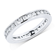 14K White Gold 1ctw Channel Set Round Diamond Eternity Ring