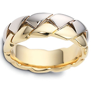 Carved & Engraved 8.00 mm 18K Two Tone Gold Designer Braid Band