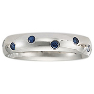 4mm 14K White Gold Stagger Bezel Blue Sapphire Eternity Band