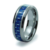 Blue Carbon Fiber Inlay Men's Tungsten Ring