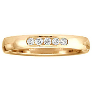 14K Yellow Gold Channel Set Round Diamond Wedding Band