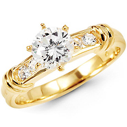 Round Channel Set 14K Yellow Gold Engagement Ring