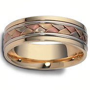 7.00 mm 14K Tri Color Woven Dora Wedding Band