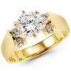 Contemporary Design 14K Yellow Gold Round CZ Ring