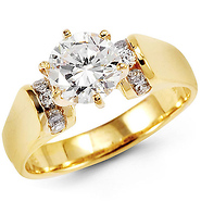 Contemporary Design 14K Yellow Gold CZ Engagement Ring
