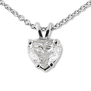 White Gold 0.75ct Solitaire Heart-Cut Diamond Pendant
