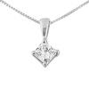 14K White Gold 0.50ct Princess Cut 4 Prong Solitaire Pendant