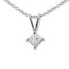 14K White Gold 0.33ct Princess Cut 4 Prong Solitaire Pendant