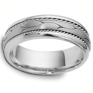 7.00 mm 18K White Gold Woven Dora Wedding Band