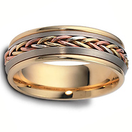 7.50mm 18K Tri Color Dora Wedding Band