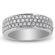 14K White Gold 3 Row Pav� Set 0.75ctw Diamond Band