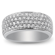 14K White Gold 4 Row Pave Set 1ctw Diamond Band