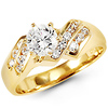 Round 14k Yellow Gold CZ Engagement Ring