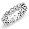 14K White Gold 0.20ctw Diamond Floral Design Ring