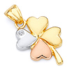 14K Tri Color Gold Lucky Four Leaf Clover Charm