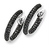 14K White Gold 18mm Black Diamond Hinged Hoop Earrings
