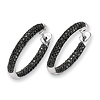 14K White Gold 22mm Black Diamond Hinged Hoop Earrings