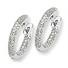 14K White Gold 18mm Diamond Pav� Set Hinged Hoop Earrings