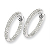 14K White Gold 22mm Diamond Pav� Set Hinged Hoop Earrings
