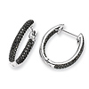 14K 17mm Accent Oval Black Diamond Pav� Set Hoop Earrings