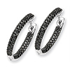 14K 20mm Accent Oval Black Diamond Pav� Set Hoop Earrings