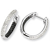 14K 17mm Accent Oval White & Black Diamond Pav� Set Hoop Earrings