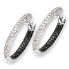 14K 20mm Accent Oval White & Black Diamond Pav� Set Hoop Earrings