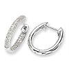 14K 17mm Accent Oval Round Diamond Pav� Set Hoop Earrings