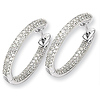 14K 20mm Accent Oval Round Diamond Pav� Set Hoop Earrings
