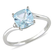 10K White Gold 1.75 CT TGW Blue Topaz & Diamond Fashion Ring
