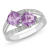 Sterling Silver 1.75 CT TGW Amethyst & Diamond Fashion Ring