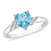 10K White Gold 1.50 CT TGW Blue Topaz Heart Cut & Diamond Ring