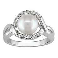 Sterling Silver 0.06 CTW 8mm Freshwater Pearl Fashion Ring