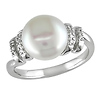 0.05 CT Diamond TW 9 - 9.5 MM Freshwater Pearl Fashion Ring Silver GHI I2;I3