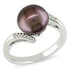 0.06 CT Diamond TW 9.5 - 10 MM Freshwater Pearl Fashion Ring Silver GHI I3