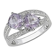 Sterling Silver 2 CT TGW Rose de France & Diamond Fashion Ring
