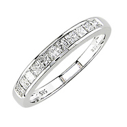 14K White Gold Anniversary Princess Cut Diamond Wedding Band