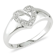 10K White Gold 0.07 ctw Diamond Heart Ring