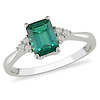 10K White Gold 0.88 CT TGW Synthetic Emerald & Diamond Fashion Ring