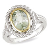 Sterling Silver 1.80 CT TGW Green Amethyst & Diamond Fashion Ring