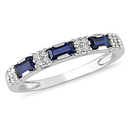 10K White Gold 0.54 CT TGW Sapphire & Diamond Ring