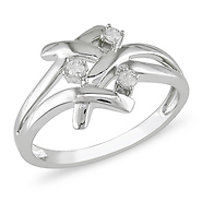 10K White Gold 0.10 ctw Diamond Intertwined Ring