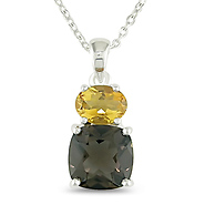Sterling Silver 4.5 CT TGW Citrine Smokey Quartz Fashion Pendant