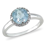 10K White Gold 1.75 CT TGW Blue Topaz Sky & Diamond Fashion Ring