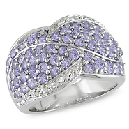 Sterling Silver 2.10 CT TGW Tanzanite & Diamond Fashion Ring