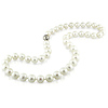 Classic 9-10mm White Freshwater Pearl Necklace Strand & Silver Clasp