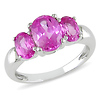Sterling Silver 3.50 CT TGW Synthetic Pink Sapphire 3 Stone Ring