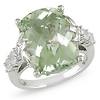 Sterling Silver 10 CT TGW Green Amethyst & Synthetic White Sapphire Ring